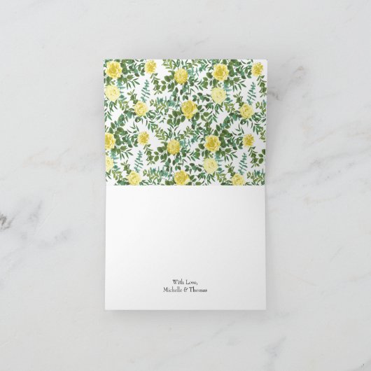 Lichtgele roze  lenteverbinding bedankkaart (Binnen)