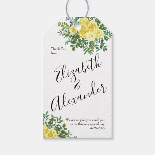 Lichtgele roze  lenteverbinding cadeaulabel (Voorkant)