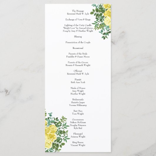 Lichtgele roze  lenteverbinding menu (Achterkant)