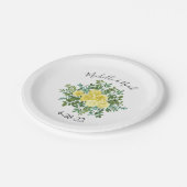 Lichtgele roze lenteverbinding papieren bordje (Gekanteld)