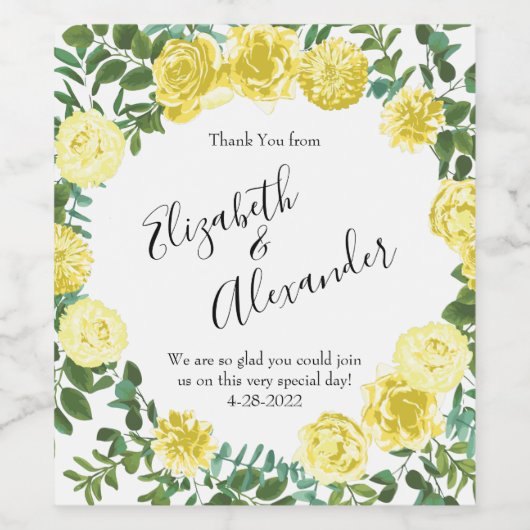 Lichtgele roze  lenteverbinding wijn etiket (Enkel label)