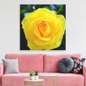 Lichtgele rozenbloemen fotografie. canvas afdruk (Insitu (Woonkamer))