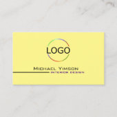 Lichtgele Wit met Logo en Foto Professional Visitekaartje (Voorkant)