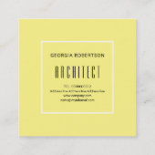Lichtgele, witte driehoeken en moderne monogram vierkante visitekaartje (Achterkant)