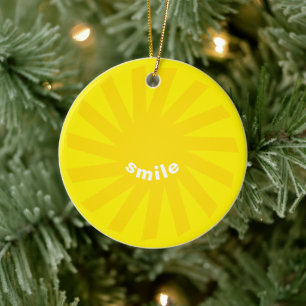 Lichtgele zon opgelucht leuk, modern vrolijk keramisch ornament
