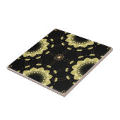 Lichtgevend Goud Zwart Arabesk Geometrische Mandal Tegeltje (Zijkant)