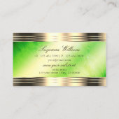 Lichtgevend groen marmer en versierde gouden rande visitekaartje (Achterkant)