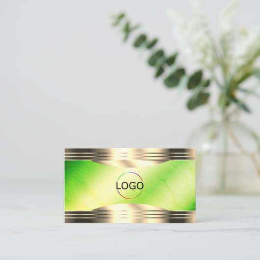 Lichtgevend groen marmer goud grenst aan Logo QR-c Visitekaartje (Staand voorkant)