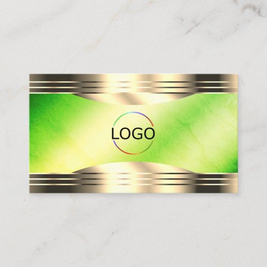 Lichtgevend groen marmer goud grenst aan Logo QR-c Visitekaartje (Voorkant)