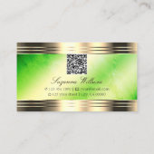 Lichtgevend Groen Marmer Goud Grenzen met QR-code Visitekaartje (Achterkant)