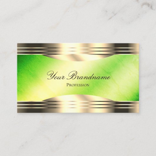 Lichtgevend Groen Marmer Goud Grenzen met QR-code Visitekaartje (Voorkant)