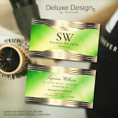 Lichtgevend Groen Marmer Goud Rand met Monogram Visitekaartje