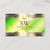 Lichtgevend Groen Marmer Goud Rand met Monogram Visitekaartje (Voorkant)