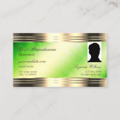 Lichtgevend groen marmer gouden rand monogram foto visitekaartje