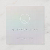 Lichtgevend Iriserend Monogram Modern Minimalistis Vierkante Visitekaartje (Voorkant)