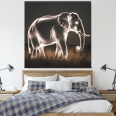 lichtgevend olifantensilhouet canvas afdruk (Insitu (Slaapkamer))