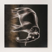 lichtgevend olifantensilhouet legpuzzel (Horizontaal)
