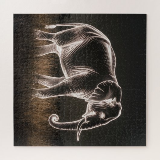 lichtgevend olifantensilhouet legpuzzel (Horizontaal)