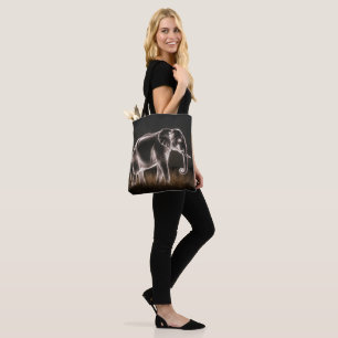 lichtgevend olifantensilhouet tote bag