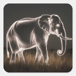 lichtgevend olifantensilhouet vierkante sticker