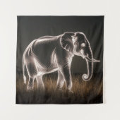 lichtgevend olifantensilhouet wandkleed (Voorkant)