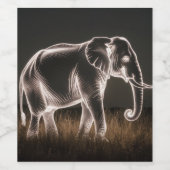 lichtgevend olifantensilhouet wijn etiket (Enkel label)