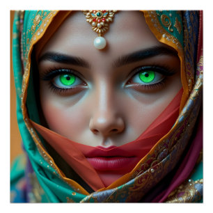 Lichtgevend papercraft-portret perfect poster