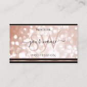 Lichtgevend Roos Goud Glitter Initialen Luxe Zwart Visitekaartje (Voorkant)