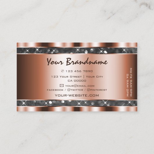 Lichtgevend Roos Goud Zilver Glitter Stars Artful Visitekaartje (Achterkant)