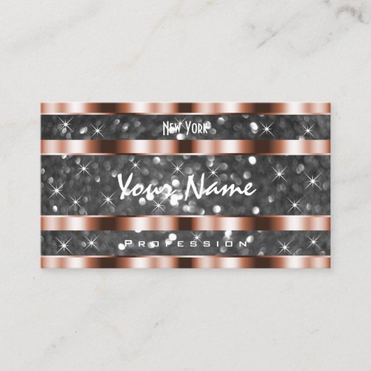 Lichtgevend Roos Goud Zilver Glitter Stars Artful Visitekaartje (Voorkant)