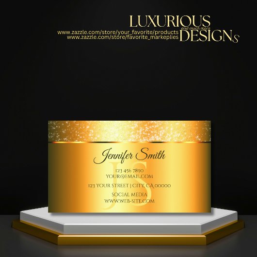 Lichtgevend Sinaasappel Goud Sparkly Glitter en In Visitekaartje