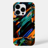 Lichtgevend Vloeibaar Metaal Monochroom w/Naam Case-Mate iPhone Case (Achterkant)