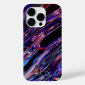 Lichtgevend Vloeibaar Metaal Monochroom w/Naam Case-Mate iPhone Case (Achterkant)