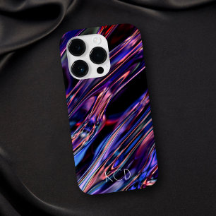 Lichtgevend Vloeibaar Metaal Monochroom w/Naam Case-Mate iPhone 14 Pro Hoesje