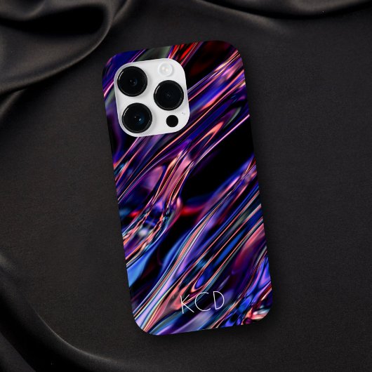 Lichtgevend Vloeibaar Metaal Monochroom w/Naam Case-Mate iPhone Case