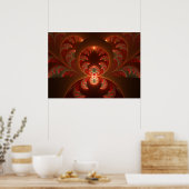 Lichtgevende abstracte moderne oranje rode Fractal Poster (Keuken)