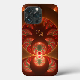 Lichtgevende Abstracte Oranje Rode Fractal Initial Case-Mate iPhone Case