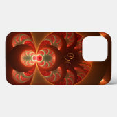 Lichtgevende Abstracte Oranje Rode Fractal Initial Case-Mate iPhone Case (Achterkant (horizontaal))