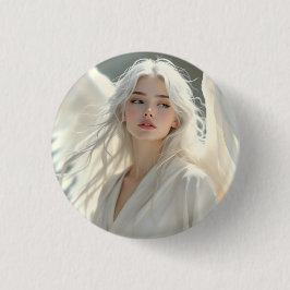 Lichtgevende Beschermer - Engel van Zilveren Dager Ronde Button 3,2 Cm