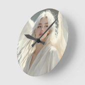 Lichtgevende Beschermer - Engel van Zilveren Dager Ronde Klok (Hoek)