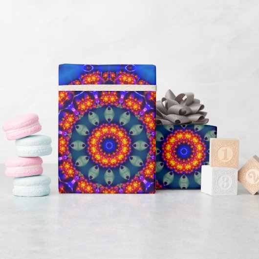 Lichtgevende blauwe caleidoscoop  cadeaupapier (Baby Shower)