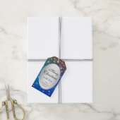 Lichtgevende Blauwe Gradiënt Glitter Sparkle Stars Cadeaulabel (Met Touw)