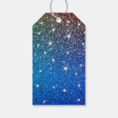 Lichtgevende Blauwe Gradiënt Glitter Sparkle Stars Cadeaulabel (Achterkant)