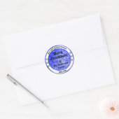 Lichtgevende Blauwe Sparkle Glitter Kerstmisetiket Ronde Sticker (Envelop)