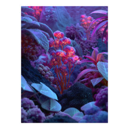 Lichtgevende Buitenlandse Flora Rotsen Foto Afdruk