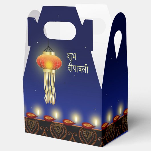 Lichtgevende Diwali Lamp - Favor Box Gable Bedankdoosjes (Geopend)