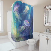 "Lichtgevende Drift: Jellyfish Ballet" Douchegordijn (In situ)