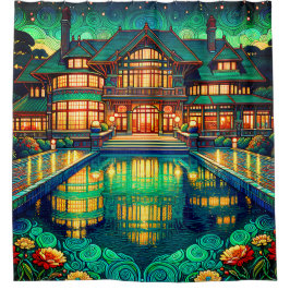 "Lichtgevende Estate: Twilight Reflections" Douchegordijn