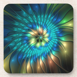 Lichtgevende Fantasie Bloem, Kleurrijke Abstracte  Bier Onderzetter