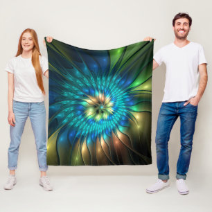 Lichtgevende Fantasie Bloem, Kleurrijke Abstracte Fleece Deken